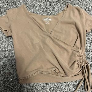 tan cropped baby tee from hollister